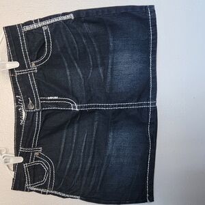 Dark Denim Skirt with White Stitching